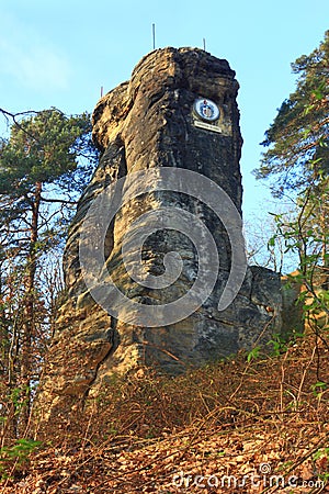 Rock with medallion Stock Photo