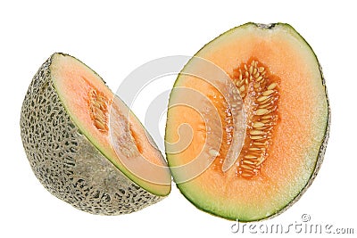 Rock Melon in Halves Stock Photo