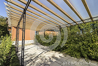 polycarbonate roof construction Stock Photo