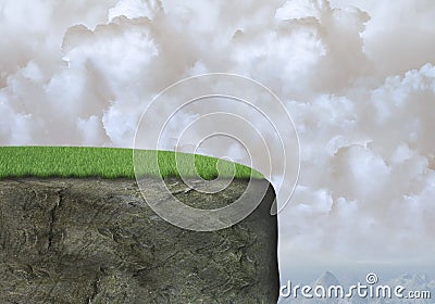 Rock Mountain Cliff Background, Clouds Stock Photo