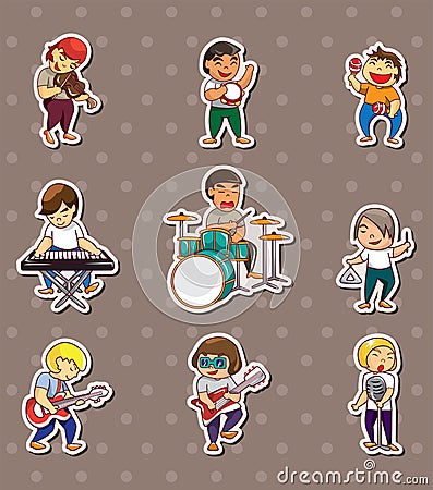 Rock music band stickers Cartoon Illustration