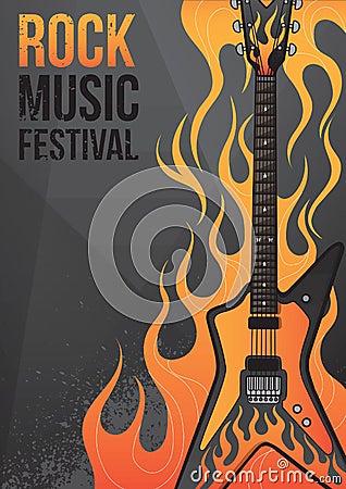 Rock music festival poster design Vector Illustration