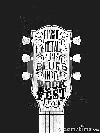 Rock Music Festival Poster. Vintage styled vector illustration. Vector Illustration