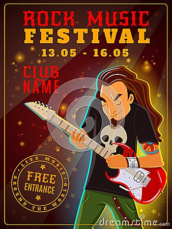 Rock music festival poster Vector Illustration