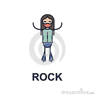 rock musician icon. Element of music style icon for mobile concept and web apps. Colored rock music style icon can be used for web Stock Photo