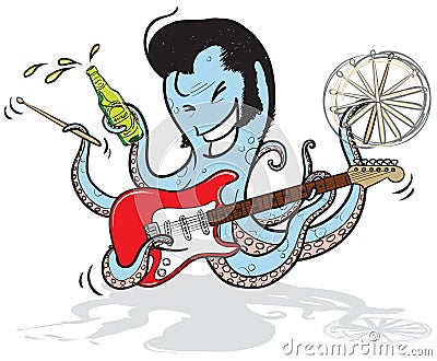 Rock musician octopus Vector Illustration