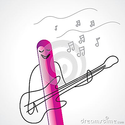 Rock musician playing guitar Vector Illustration