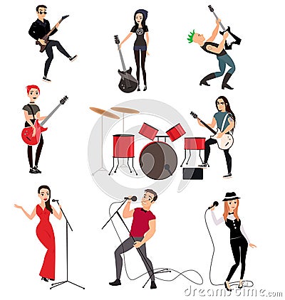 Rock musicians with guitars Vector Illustration