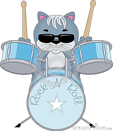 Rock N Roll Drummer Cartoon Illustration