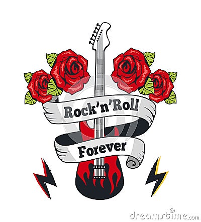 Rock-n-Roll Forever Guitar Vector Illustration Vector Illustration