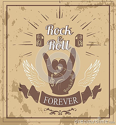Rock n roll Forever Ribbon Vector Illustration Vector Illustration