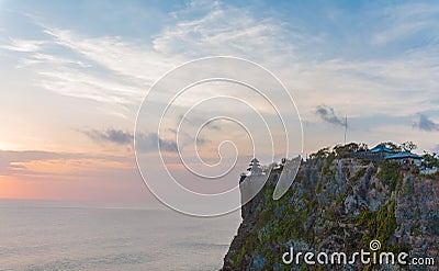 Rock near Tanah-Lot Temple at Sunset, Bali Stock Photo