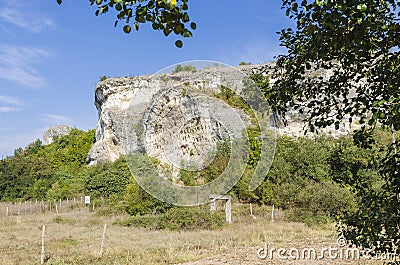 Rock niches near Dolno Cherkovishte village Stock Photo