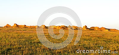 Rock outcrop at sunset in Kansas Stock Photo