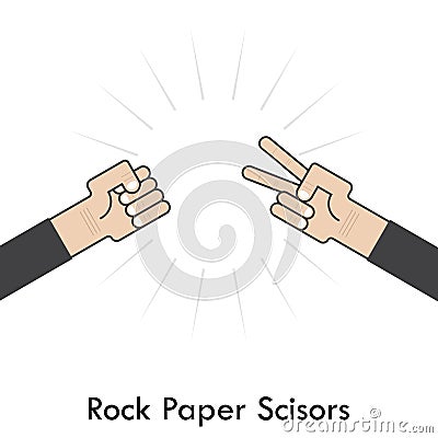 Rock Paper Scisors for it sign.Hand of businessmans with Rock Pa Vector Illustration