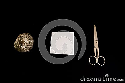 Rock Paper Scissors Game Black Isolated Background Decision Objects Stock Photo