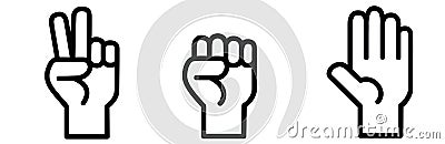 Rock paper scissors hand gesture illustration by crafteroks Vector Illustration