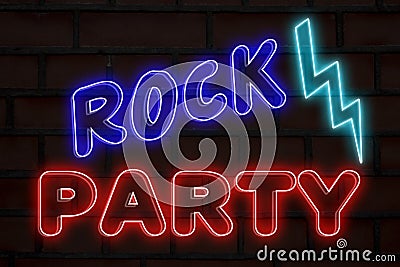 Rock party neon lights Stock Photo