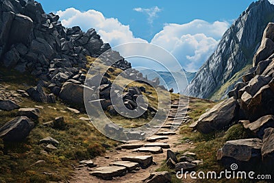 Rock path mountain. Generate Ai Stock Photo