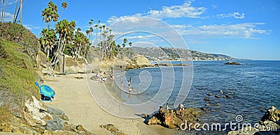 Rock Pile Beach below Heisler Park in Laguna Beach. California. Editorial Stock Photo