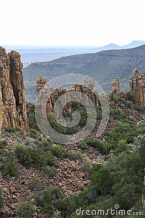 Rock pillars at viewpoint of Valley of Desolation Stock Photo
