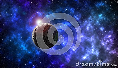 Rocky planet in deep space Stock Photo