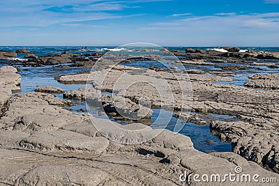 Rock Pools on the Kaikoura Coast Stock Photo