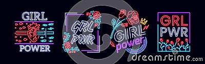 Rock print and slogan vector. Collection Girl T-shirt prints or other purposes. A symbol of feminism for printing in a Vector Illustration