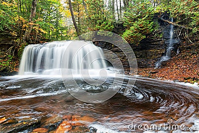 Rock River Falls in Autumn - Upper Peninsula, Michigan Stock Photo