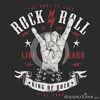 Rock and roll colorful flyer Vector Illustration