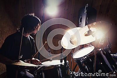 Rock and roll drummer Stock Photo