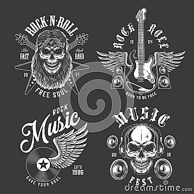 Rock and roll emblems Vector Illustration