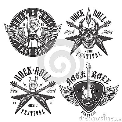 Rock and roll emblems Vector Illustration