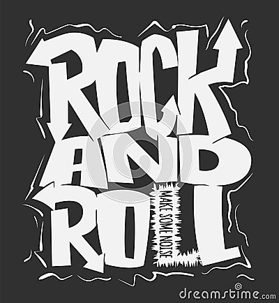 Rock and roll print, vector graphic design. t-shirt print lettering. Vector Illustration