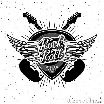 Rock and roll Guitar Plectrum Wings Vector illustration Vector Illustration