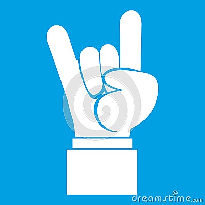 Rock and Roll hand sign icon white Vector Illustration