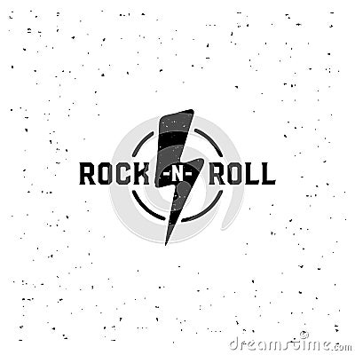 Rock and roll with Lightning Black and White Vector Illustration