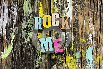 Rock roll love me loud music lead together forever Stock Photo