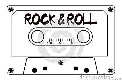 Rock And Roll Music Tape Cassette Vector Illustration