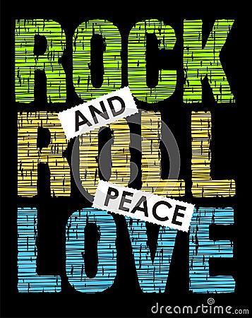 Rock and roll peace love, Vector image Stock Photo