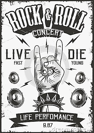 Rock and roll poster Vector Illustration