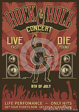 Rock and roll poster Vector Illustration