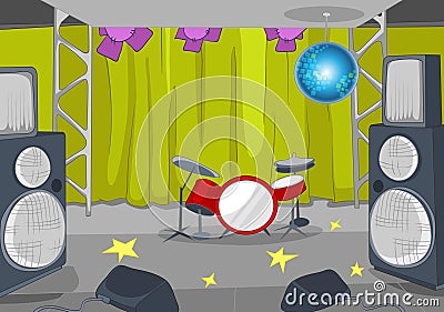 Rock&Roll Stage Cartoon Vector Illustration