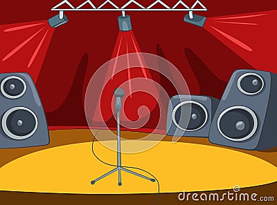 Rock&Roll Stage Cartoon Vector Illustration