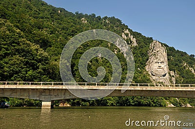 The King of Dacia Decebal statue on a mountain in Romania Editorial Stock Photo