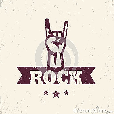 Rock sign, hand-horn, rock-concert gesture Vector Illustration