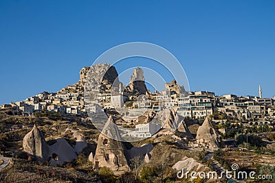 Rock Sites of Cappadocia, Uchisar city castle Turkey Stock Photo