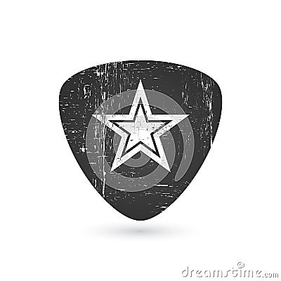 Rock star badge or Label in grunge effect. guitar pick mediator. For hard rock music band festival party signage, prints and stamp Cartoon Illustration