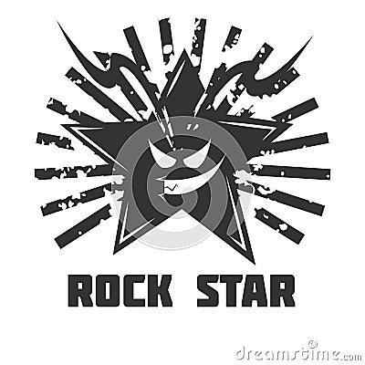 Rock star band music festival icon or vector emblem Vector Illustration