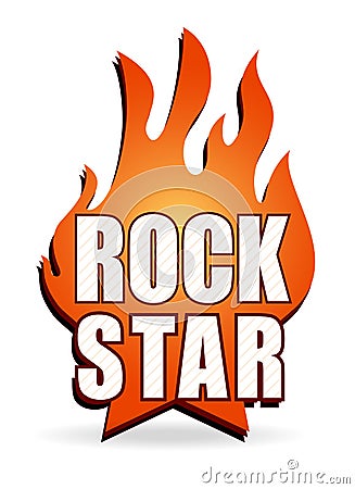 Rock star blazing musical emblem, fire sign for your design Stock Photo